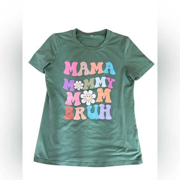 MAMA hippie Green Graphic short sleeve Tee with Colorful Text Size S - Picture 4 of 6